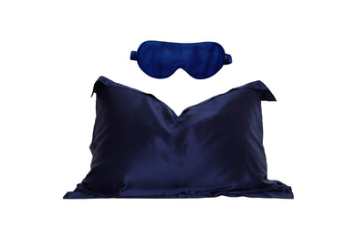 Mulberry Silk Sleep Set Midnight Blue - Oxford Pillowcase & Mask - Artem Luxe